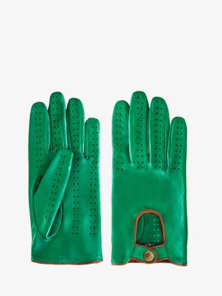 Racing Gloves Women - Green / Light Brown