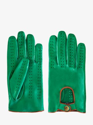 Racing Gloves Men - Green / Light Brown