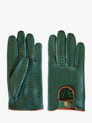 Racing Gloves Men - Dark Green / Light Brown