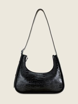Victoire Croco - Patent Black