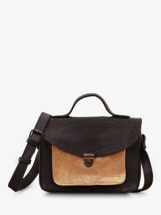 Black Leather Handbag for Women Mademoiselle George Jaipur Black PAUL MARIUS