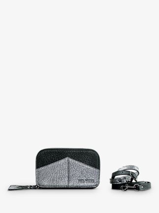 leather wallet woman Silver,Black - LePortefeuille Charlotte