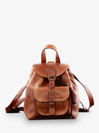 leather back-pack Brown,Purple - LeChampêtre Pampa Light Brown