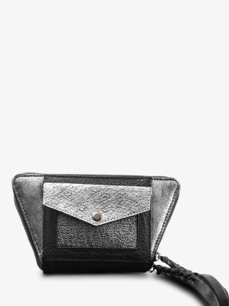 leather wallet woman Silver,Black - LePortefeuille Charlotte