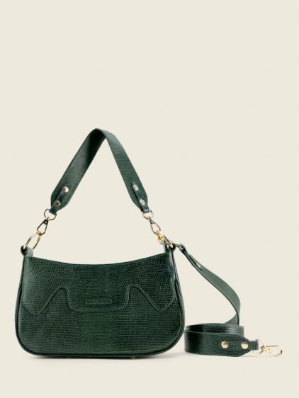 Green Leather Half Moon Bag for Women - Garance 1960 Malachite | PAUL