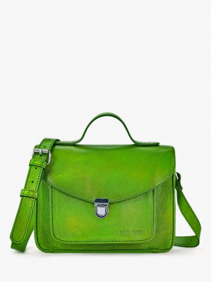 leather hand bag for woman Green Mademoiselle George Absinthe PAUL MARIUS