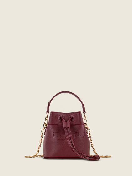 Burgundy Leather Mini Bucket Bag for Women - Capucine XS Burgundy | PA