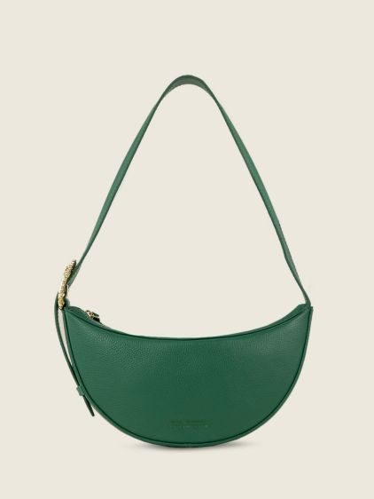 Green Leather Half Moon Bag for Women - Céleste Imperial Green | PAUL