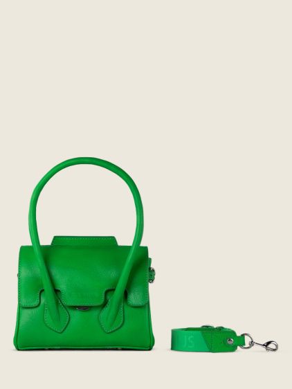 Green Leather Mini Handbag for Women Colette XS Neon Green PAUL MARIUS