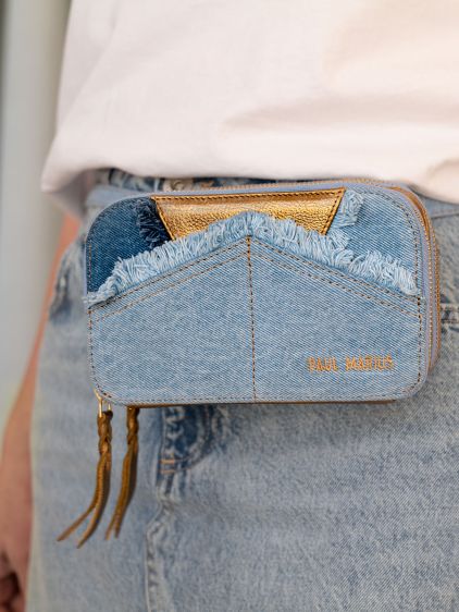 Denim and Leather Belt Bag Women - Paula Denim