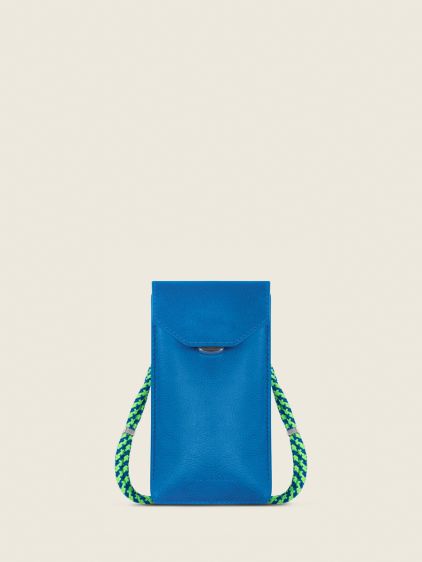 Mini Blue Leather Handbag for Women Mademoiselle George XS Neon Blue PAUL MARIUS