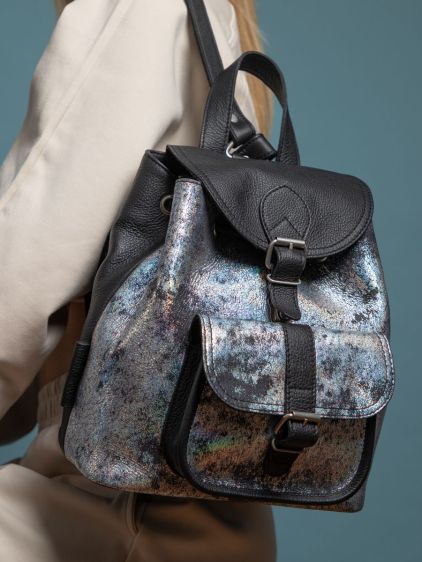 Holographic Leather Backpack for Women LeBaroudeur Galaxie