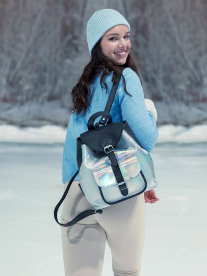 Blue Metallic Leather Backpack for Women LeBaroudeur Beetle PAUL MARIUS