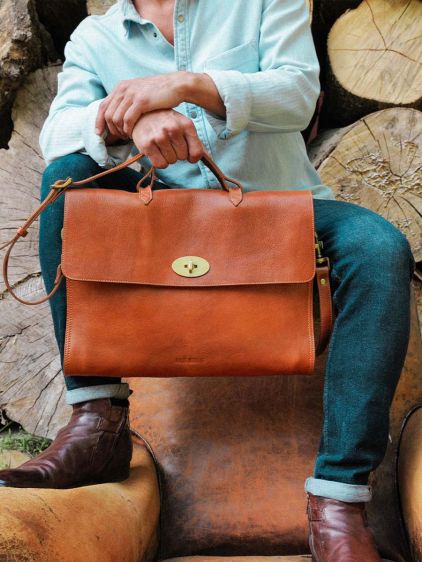 leather document holder Brown - LeColporteur Oiled Brown