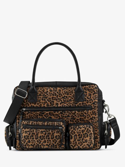 7/19迄セール Deuxieme Classe【LE TWINS】ハンドバッグ Leopard and Black Leather Multipockets Handbag for Women - LeDandy