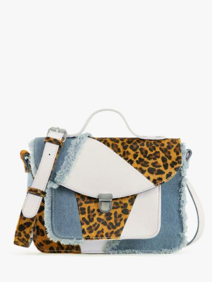 leather hand bag for women White Mademoiselle George Chimere Denim White PAUL MARIUS