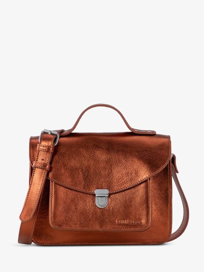 leather hand bag for woman Brown Gold Mademoiselle George Light Brown Gold PAUL MARIUS