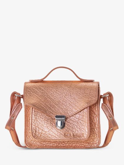 Rose Gold Metallic Leather Handbag for Women Mademoiselle George XS Rose Gold PAUL MARIUS