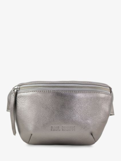 Silver leather fanny pack top