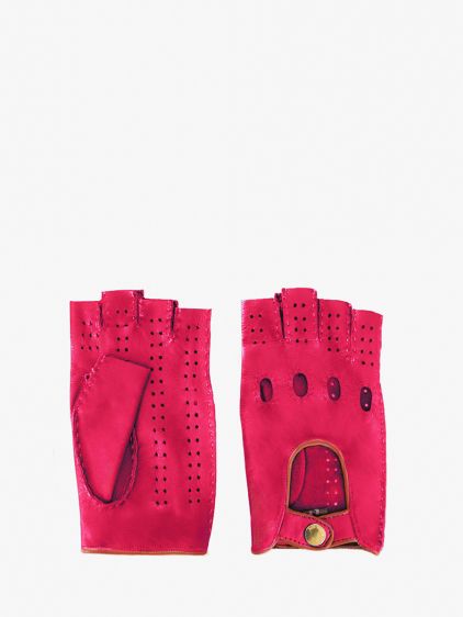 Racing Mittens Women - Fuchsia / Light Brown