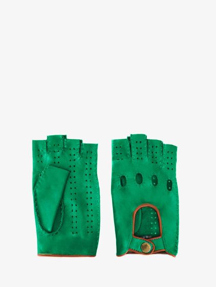 Racing Mittens Women - Green / Light Brown