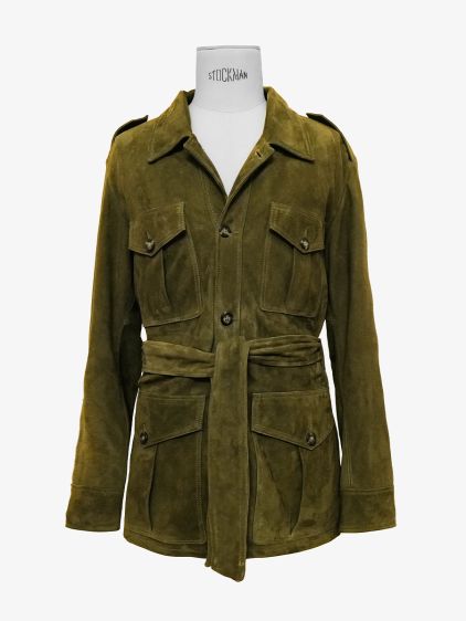 Khaki Leather Safari Jacket for Men LaSaharienne Rodeo Khaki PAUL MARIUS