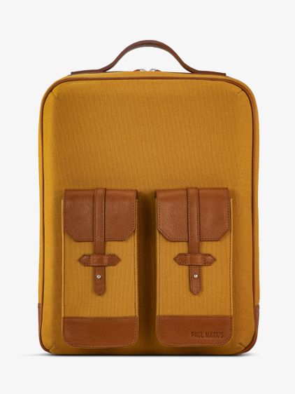 leather backpack unisex brown and saffron - Urbain Light Brown / Saffr