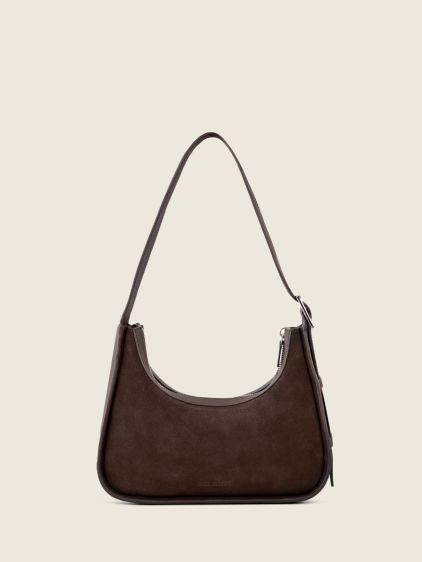 Brown Leather Mini Baguette Bag for Women - Victoire XS Chocolate | PA