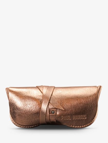 glasses case leather Pink Gold L tui Lunettes Rose Gold PAUL MARIUS