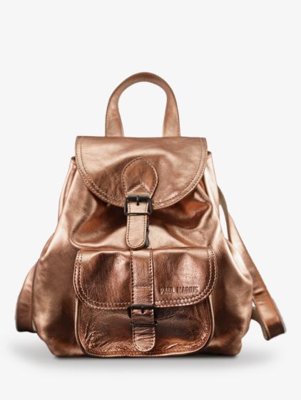 leather backpak for woman Pink Gold LeBaroudeur Rose Gold PAUL MARIUS