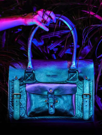 leather shoulder bag for woman Blue LeRive Gauche M Scarabee PAUL MARIUS