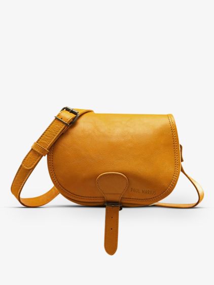 Leather shoulder bag for woman Yellow LeBohemien Saffron PAUL MARIUS