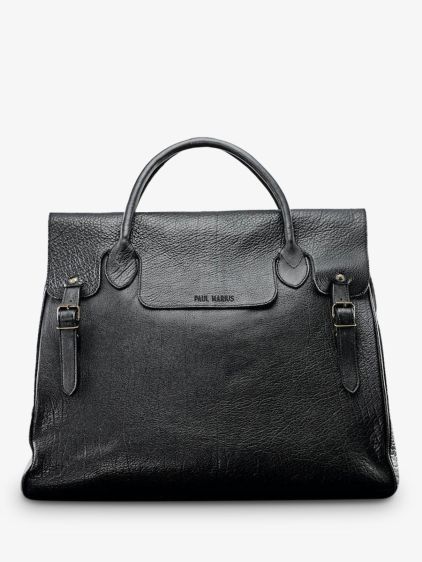 Black Leather Shoulder Bag for Women - Madeleine Alligator Jet