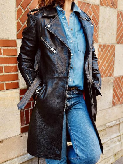 Trench sales cuir noir
