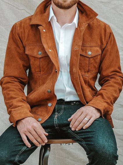 men leather suede jacket Khaki LeNum ro 1 Khaki PAUL MARIUS