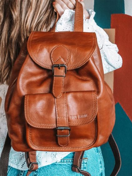 leather back-pack Brown - LeChampêtre Pampa Light Brown Caramel