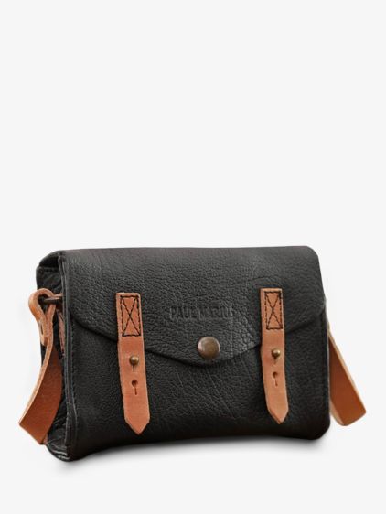 Small Black Leather Bowling Bag Women Charlie Black PAUL MARIUS