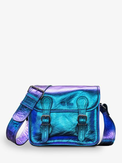 Blue Metallic Leather Shoulder Bag for Women LaSacoche S Beetle PAUL MARIUS