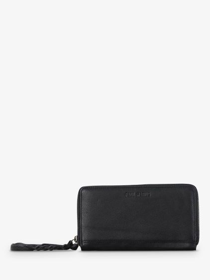 leather wallet woman Silver,Black - LePortefeuille Charlotte