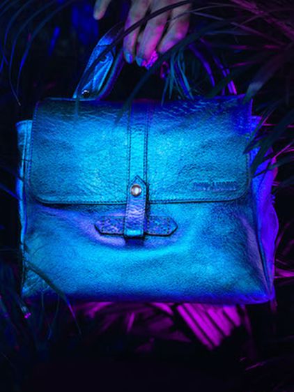 leather shoulder bag for woman Blue - LeRive Gauche - M Ink Blue