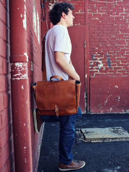 business document holder Brown LeMessager L Light Brown PAUL MARIUS