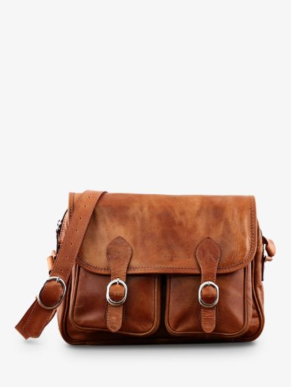 leather shoulder bag for woman Brown LeRouen Light Brown PAUL MARIUS