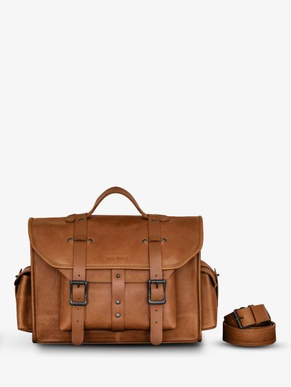 vintage leather motorbike bag Brown LeNomade M Oil Light Brown PAUL MARIUS