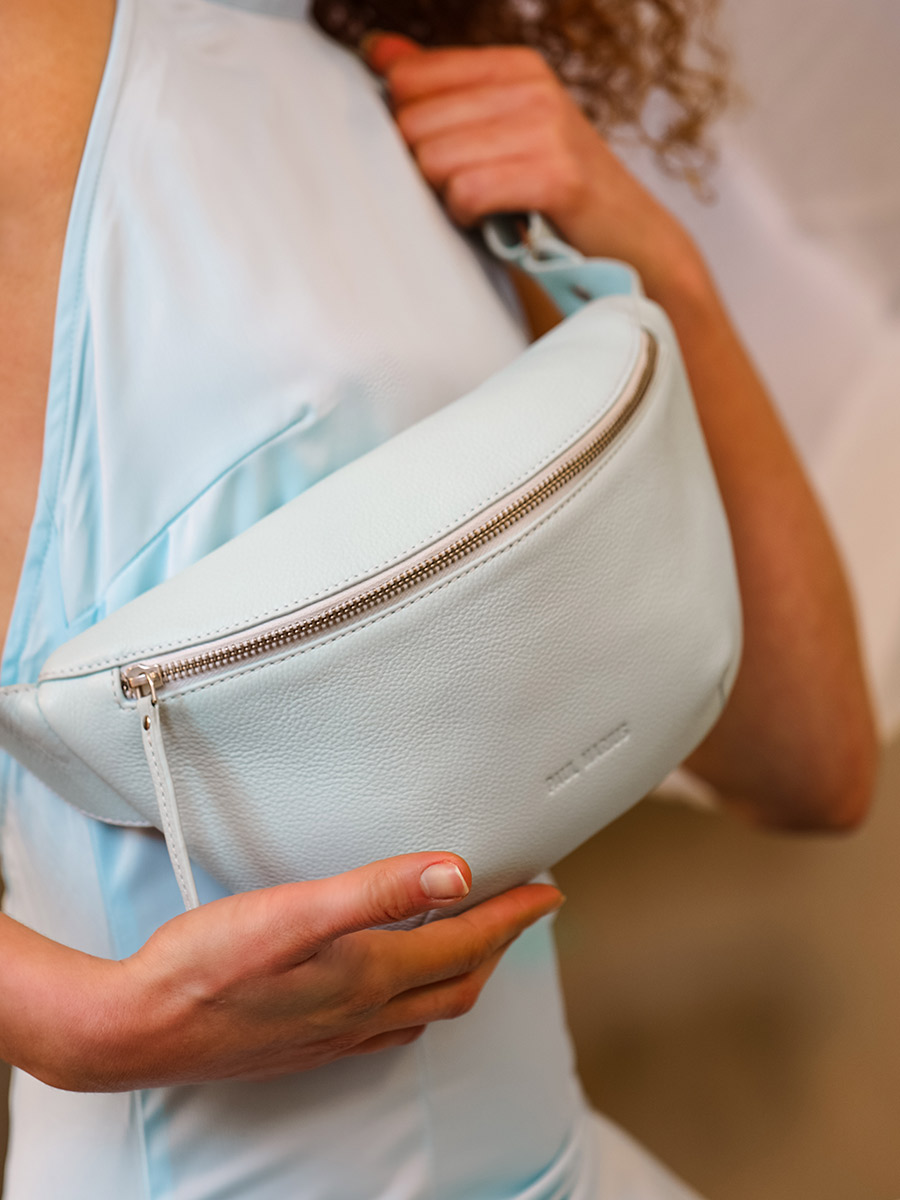Blue Leather Fanny Pack LaBanane Pastel Baby Blue PAUL MARIUS