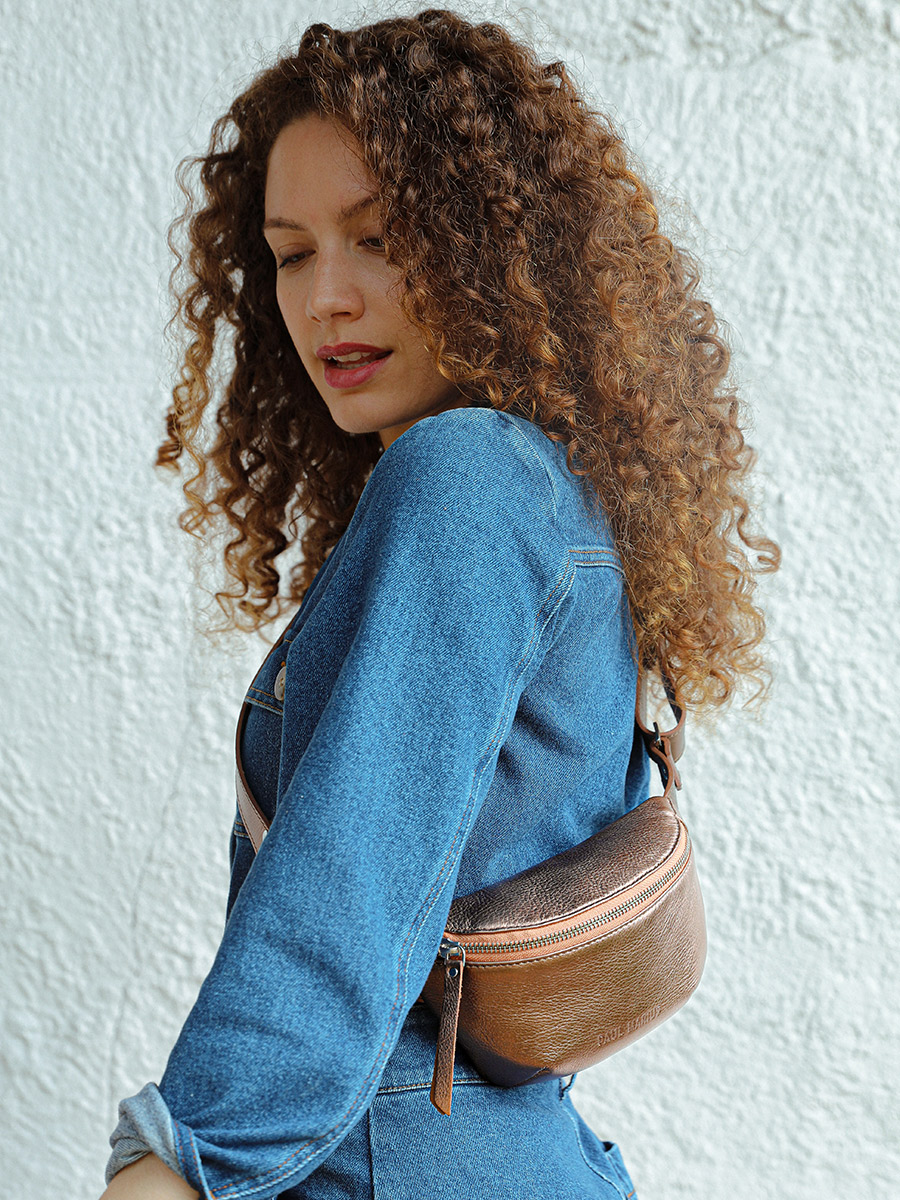 Mini Copper Leather Fanny Pack LaBanane XS Copper PAUL MARIUS