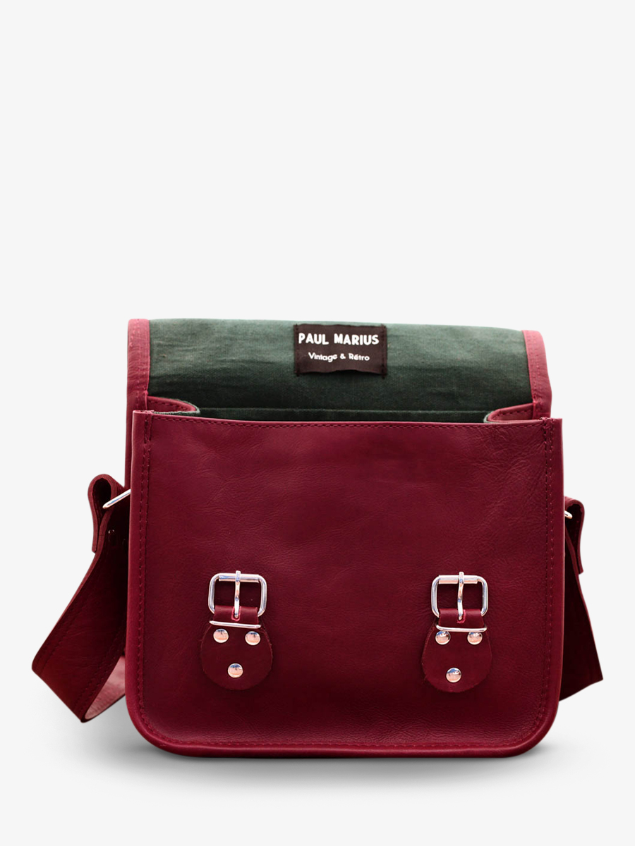 Deep red handbag sales