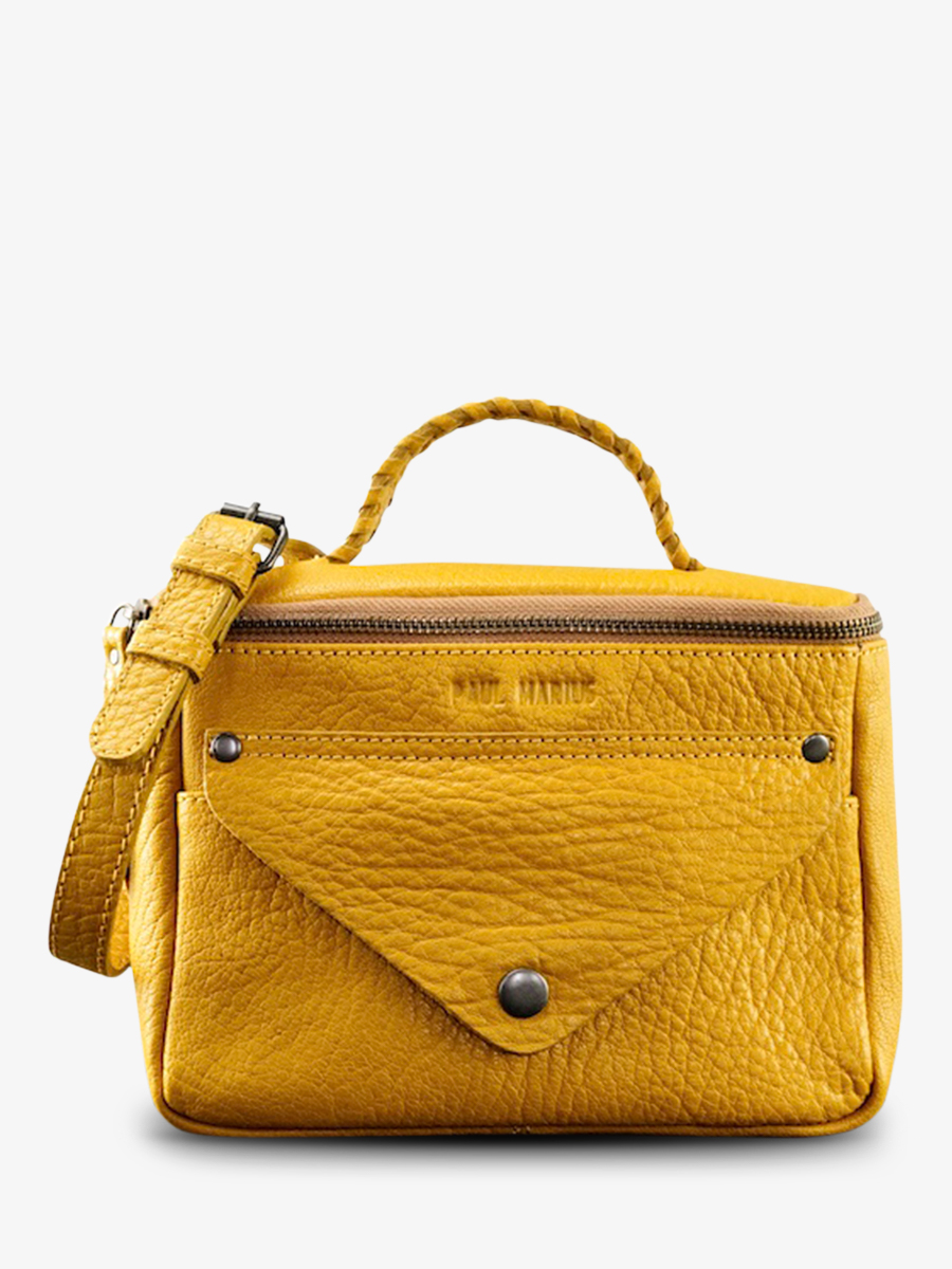 leather-shoulder-bag-for-woman-yellow-front-view-picture-legavroche-reedition-saffron-paul-marius-3760125348902