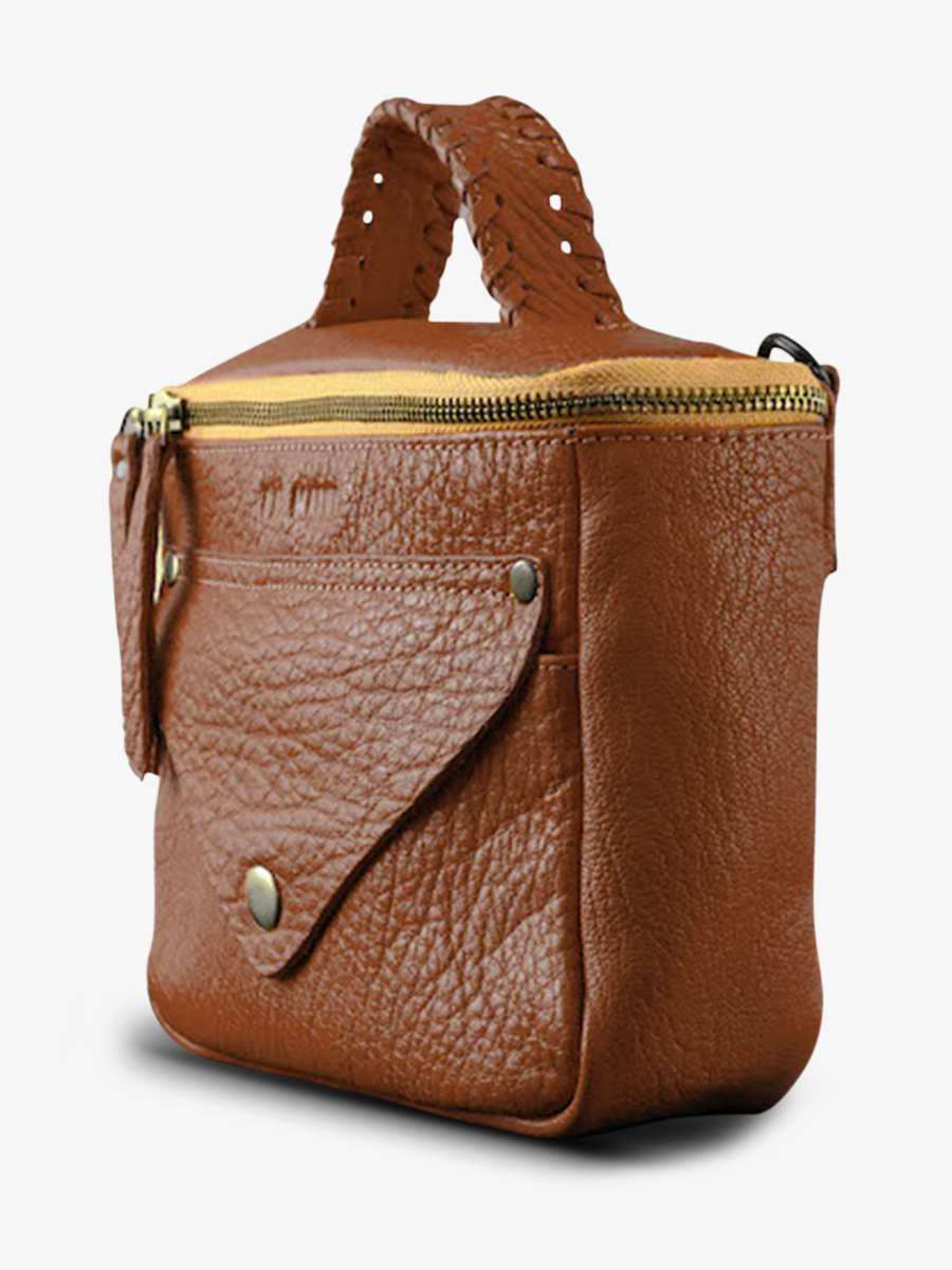 leather shoulder bag for woman Brown LeGavroche R dition Light Brown PAUL MARIUS