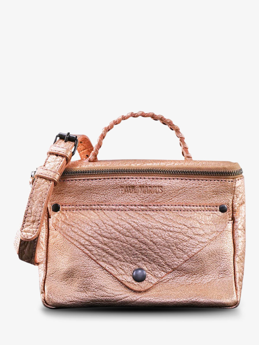 leather shoulder bag for woman Pink Gold LeGavroche R dition Rose Gold PAUL MARIUS