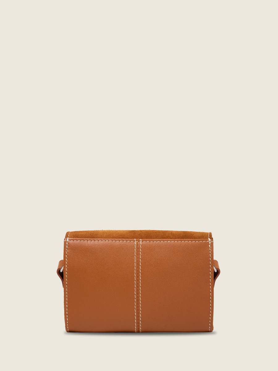 Small brown suede crossbody bag LeMini Indispensable - Brick back view